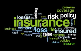 image of insurance words in various directions